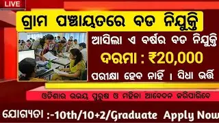 Grampanchayat Recruitment 2026 ! Panchayat Level Govt Jobs in Odisha ! Salary 20,000 Per Month