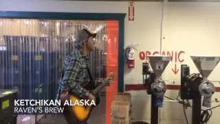 Steve Poltz high on coffee in Ketchikan Alaska at Ravens Br