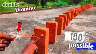 Card rubber band vs double Domino. क्या पेपर और रबड़ बैंड से डबल डोमिनो गिरेगा?