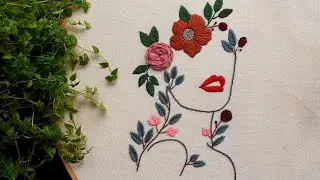 || Hand embroidery ||  face pdf pattern || lady with flowers ||