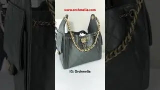 Сумка-хобо Chanel 25K темно-серого цвета Caviar Small 25