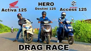 Suzuki Access 125 vs Honda Activa 125 vs Hero Destini 125 Xtec ||Drag Race || amazing result