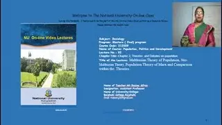 Lecture No 2, Title   Malthusian Population  Theory and it's Applicatopn in Bangladesh