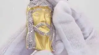 Gold Jesus Piece Micro Pave Pendant .925 Sterling Silver