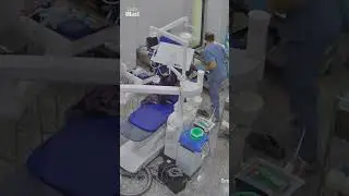 Dentist office clears out during Myanmar earthquake
