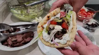 Grilled Skirt Steak Gyros, Tzatziki Sauce & Summer Salad Dressing