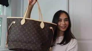Распаковка: Louis Vuitton: Neverfull MM Monogram: бежевый