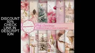 Pink Christmas Scrapbook Paper Pad,12sheets Decorative Craft Papers,Hand Account Material For Junk J