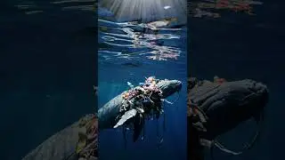 Whale's Struck in the #plastic waste | #ai |  #saveourseas #sealifeexploration | #OceanLifeAI