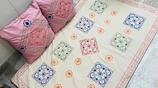 How to make rug/How to do block printing on fabric at home. Easy block printing diy