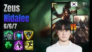 Zeus Top Nidalee vs Pantheon lol KR solo rank Full Game 15.1 | 제우스 니달리 vs 판테온