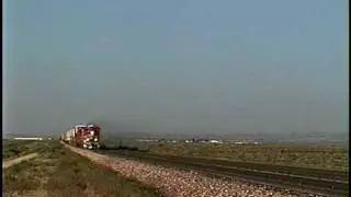 BNSF SD75I #8293 leads BNSF Doublestack Train at Kingman, Arizona - 5/2/98
