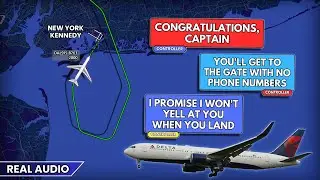 Captain&rsquo;s last landing before retirement. Tower congratulates pilot at JFK Airport. Real ATC