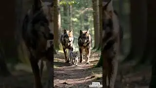 Red Wolves Family Stroll: Two Red Wolves and Their Adorable Wolf Pups in the Wild!