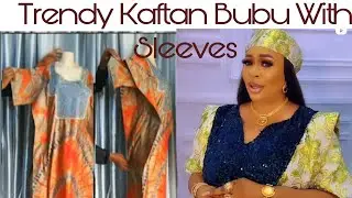 How to cut and sew TRENDY KAFTAN BUBU with sleeves// Rich Aunty vibes Kaftan