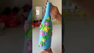 Bottle art with clay | Beautiful Bottle For Flower pot | Mould it Clay Art on Bottle | 3D Bottle Art