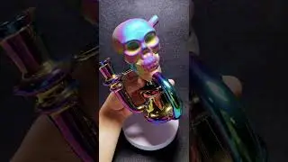6 5&Prime; Iridescent Skull Glass Bong  Recycler Dab Rig