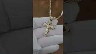 Русский нательный крест белый с бриллиантами и сапфирами #jewelry #украшенияскамнями