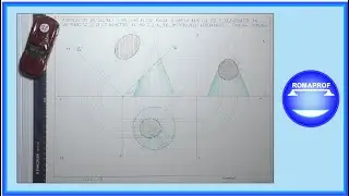 PROIEZIONI ORTOGONALI DI UN CONO SEZIONATO DA UN PIANO INCLINATO- DISEGNO VERA SEZIONE - (693)
