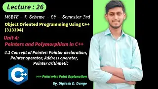 Unit 4 : 4.1 Concept of Pointer, Pointer Declaration, Pointer operator, Address operator, Arithmetic
