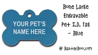 Bone Large Engravable Pet I.D. Tag - Blue