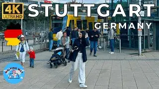 Stuttgart, Germany Walking Tour - Evening Walk 2025 - 4K 60fps