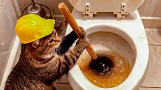 Cats Plumbers Fixing Bathrooms 🚽 Funny Animals Compilation