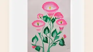White Pink Flower art | One Stroke hacks | Acrylic color drawing #youtube #youtuber #easyart #diy