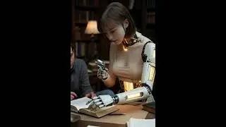 &ldquo;Bionic robot with a mechanical arm at a desk 🔬&rdquo; #robot#humanoid #humanoidrobot