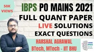 IBPS PO MAINS 2020 QUANT MEMORY BASED PAPER | YASHRAJ SIR | HARSHAL SIR