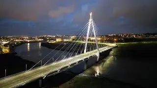 Northern Spire Bridge, Sunderland UK - 4K Cinematic Drone - April 2023