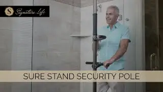 Signature Life Sure Stand Security Pole - Tension Mounted Transfer pole and Bathroom Grab Bar