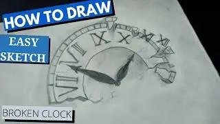 How To Draw Easy sketch for beginners || broken clock sketch || time-lapse