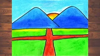 How to draw green beautiful landscape|| GO GREEN DRAWING🌺🌺🌺|| Drawing oil pastel step by step||