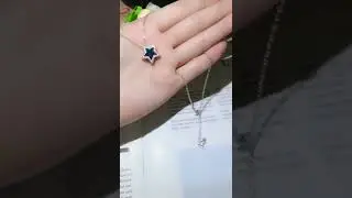 Women's Fashion Simple Sterling Silver Blue Purple Pentagram Pendant Necklace Jewelry
