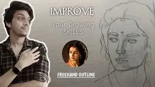 IMPROVE Your Drawing SKILL ,  FREEHAND Outline , Step By Step OUTLINE Tutorial #ALIA_BHATT_Drawing