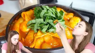 지금 유행하고 있는 라이스페이퍼 떡볶이 직접 만든 외국인 여자 먹방