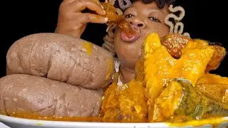 Asmr mukbang ogbono soup and fufu amala 