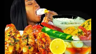 SEAFOOD BOIL MUKBANG | LOBSTER TAIL MUKBANG| CHEESY ALFREDO SAUCE | ASMR EATING | KING CRAB MUKBANG