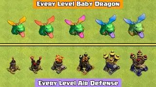 Every level Air Defense vs Every level Baby Dragon - clash of clans