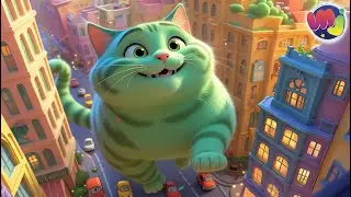 🙀 GATO GIGANTE en la CIUDAD 🏢  Gatos de colores 🌈 Caricaturas infantiles 🔴
