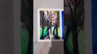 Forest with Oilpastel Color #forest #oilpastel #trees #nature #river #art #shortsvideo #youtubeshort
