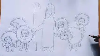 menggambar Gembala ( kambing ) / How to draw a sheperd