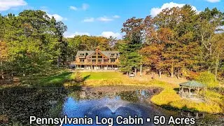 Pennsylvania Log Cabins For Sale | 50 Acres | Pennsylvania Land For Sale | Pond | 30 Guest Space