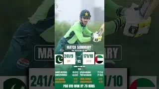 Pakistan U19 Beat UAE U19 by 70 Runs | Ahmed Hussain Shines in Under 19 Asia Cup 2025