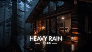 Heavy Rain Sounds for Studying & Sleep &ndash; Continuous Night Rain Noise at Forest Cabin | 1 Hour