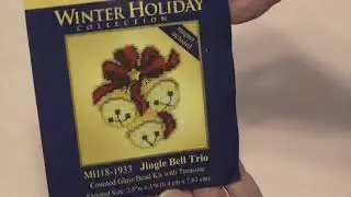 Winter Holiday Beaded Cross Stitch Ornament: Jingle Bell Trio