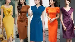 Elegant Short Sleeve Polyester Plain Bodycon Short Dress Long Pencil Women Bodycon Skirt Dress