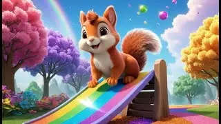 Sparkle Squirrel and the Rainbow Slide | Fun Squirrel Song for Kids | Colorful Adventure Rhyme