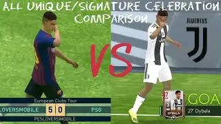 PES 2019 Mobile VS FIFA 19 Mobile - ALL UNIQUE/SIGNATURE CELEBRATION COMPARISON [ft.Mbappe,Messi,..]